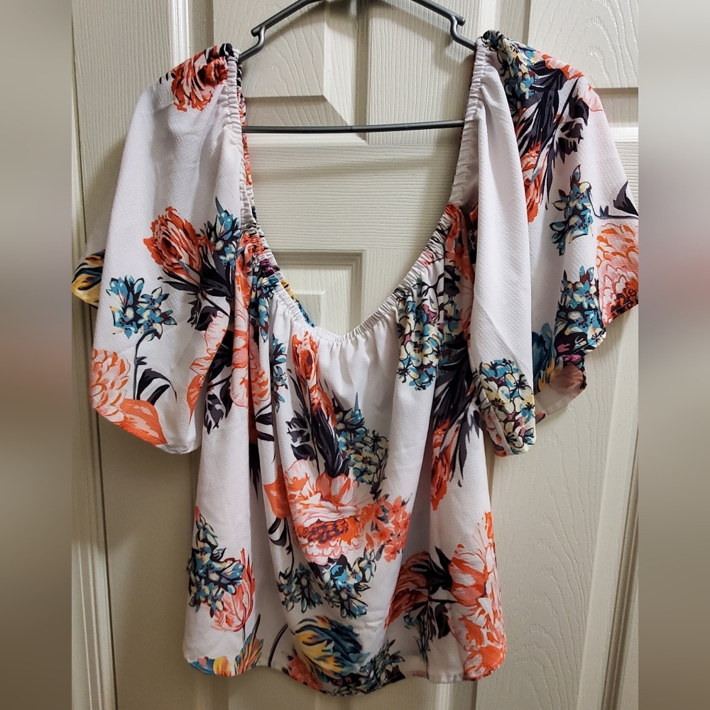 Vibrant Floral Off-Shoulder Blouse